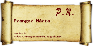 Pranger Márta névjegykártya