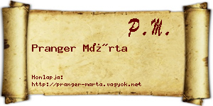 Pranger Márta névjegykártya